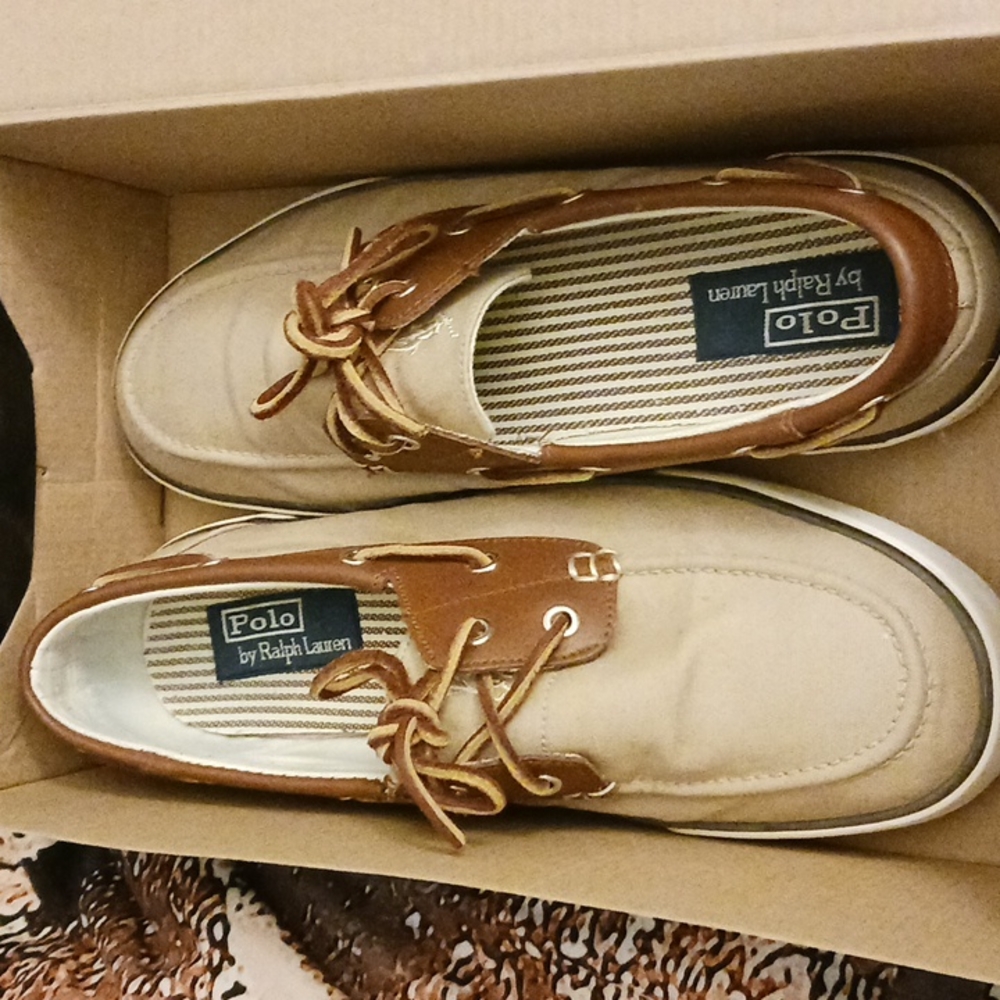 Canvas and leather polo loafers